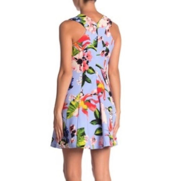 [Vince Camuto] Floral V-Neck Fit & Flare Dress - Picture 7 of 8